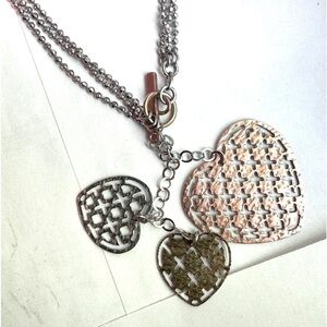 ✨🇮🇹 Italian .925 Sterling Silver Tri-Colour Heart Pendant Necklace 🇮🇹✨